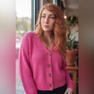 ✨Banana Republic✨Hot Pink Cardigan